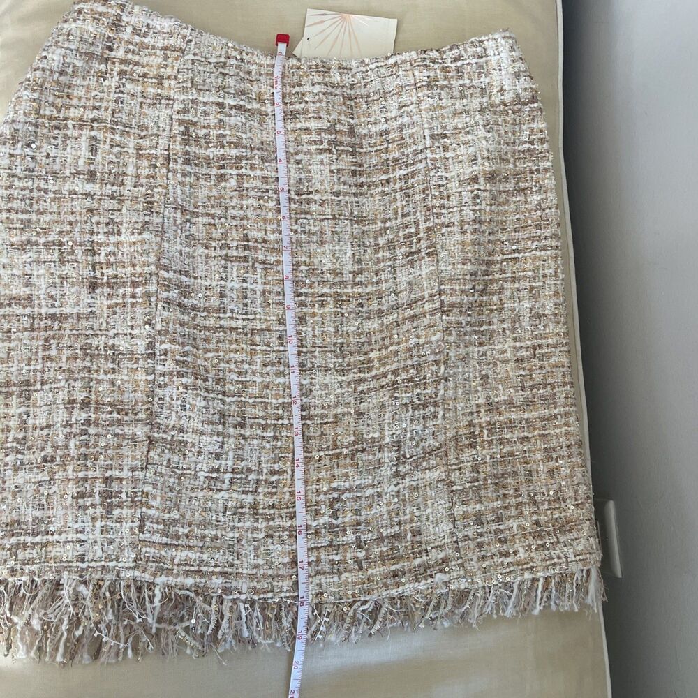 NWT Boston Proper Skirt Blush Pink Gold Metallic Frayed Hem  Glam Preppy sz 10 - Picture 8 of 12
